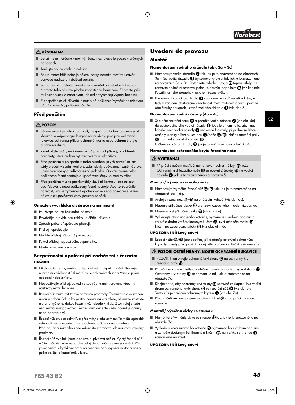 Uvedení do provozu | Florabest FBS 43 B2 User Manual | Page 50 / 76