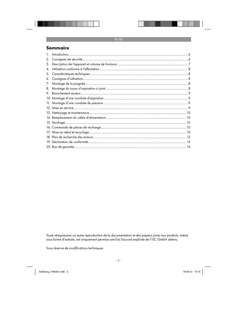 Sommaire | Florabest FGPA 1000 A1 User Manual | Page 5 / 46