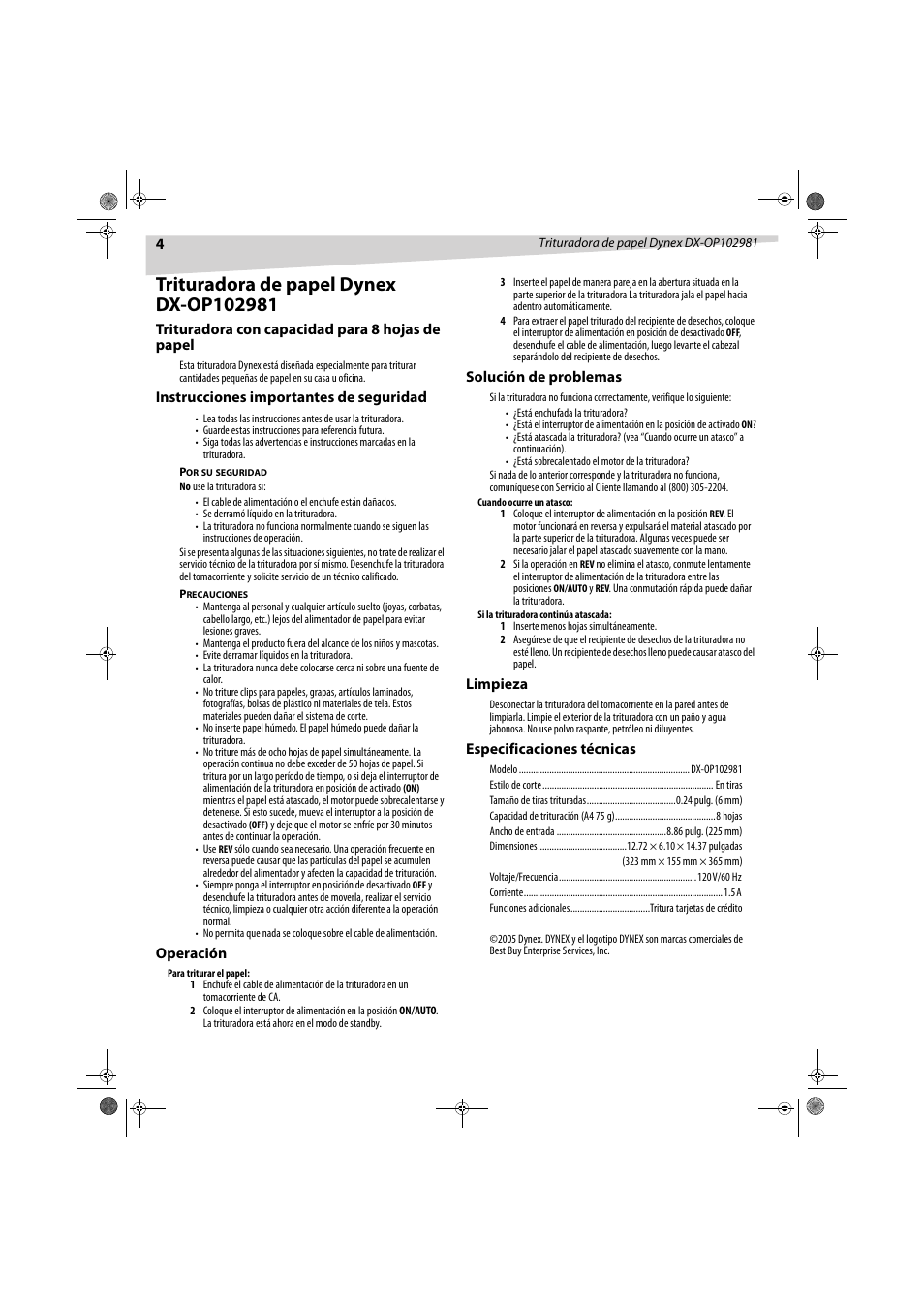 Dynex DX-OP102981 User Manual | Page 4 / 5