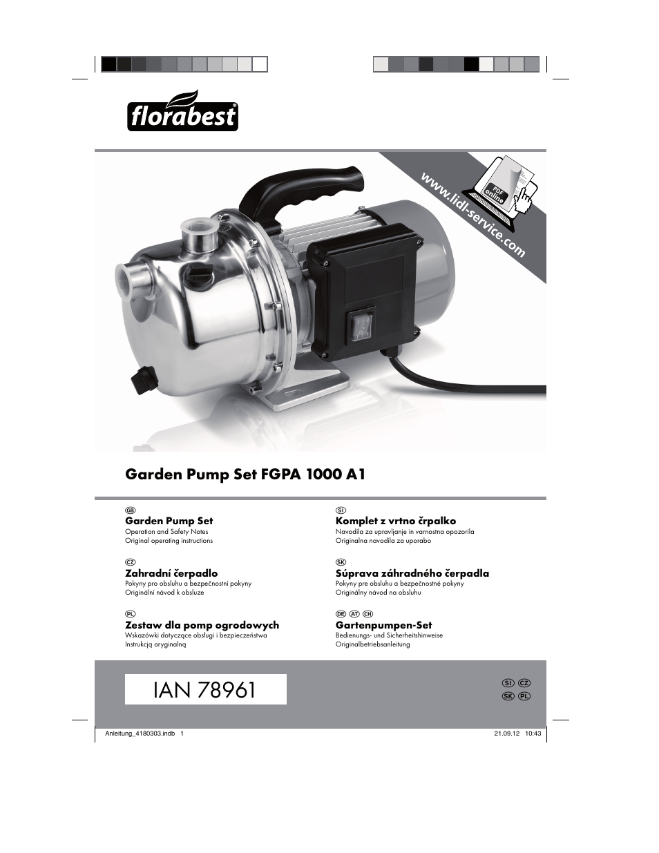 Florabest FGPA 1000 A1 User Manual | 66 pages