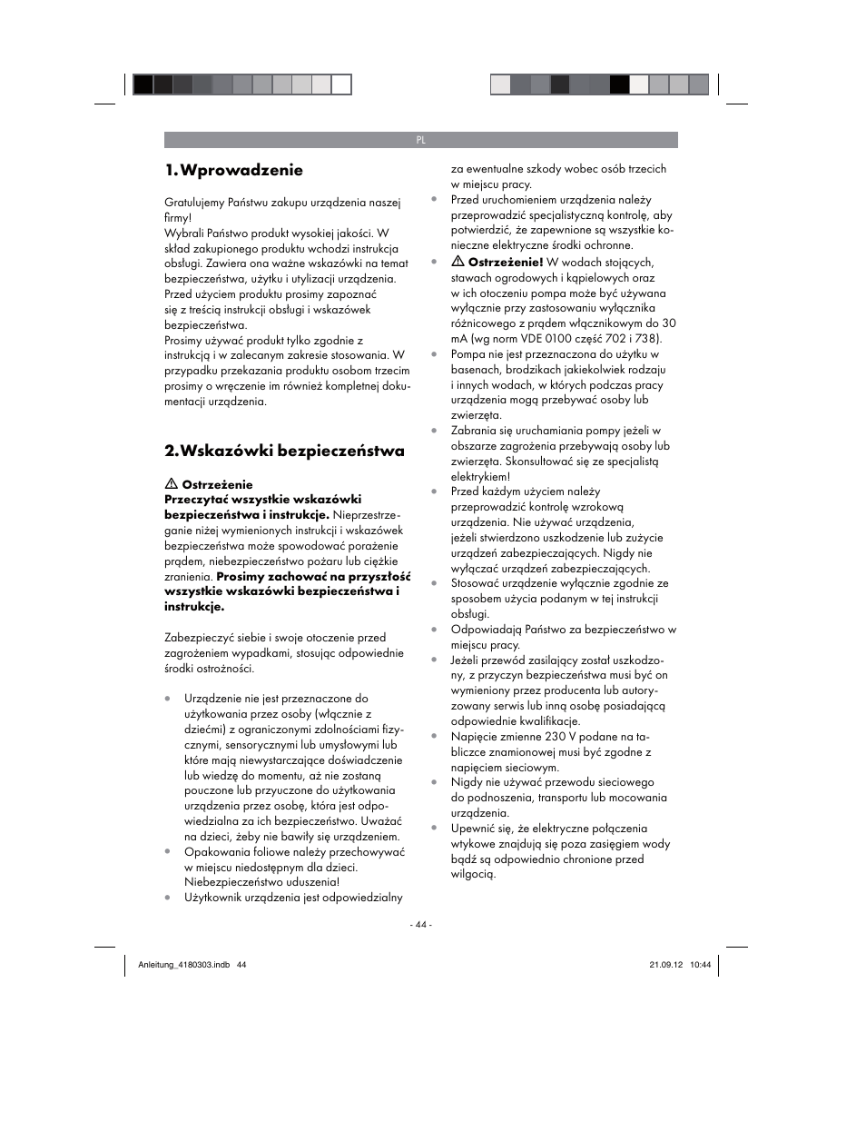 Florabest FGPA 1000 A1 User Manual | Page 44 / 66