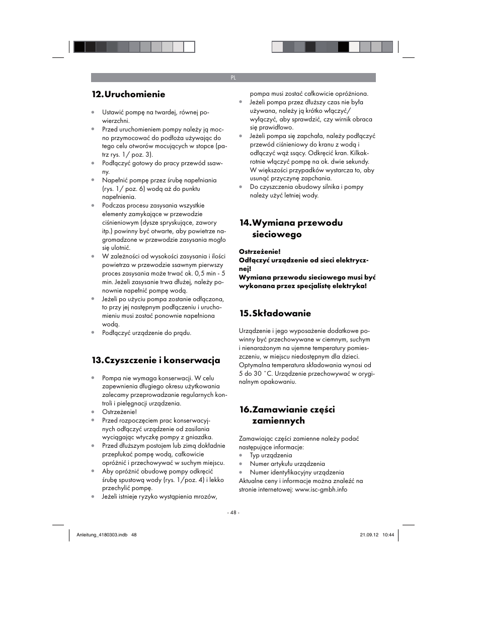Florabest FGPA 1000 A1 User Manual | Page 48 / 66