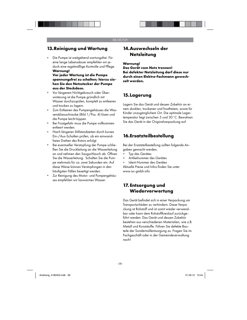 Florabest FGPA 1000 A1 User Manual | Page 58 / 66