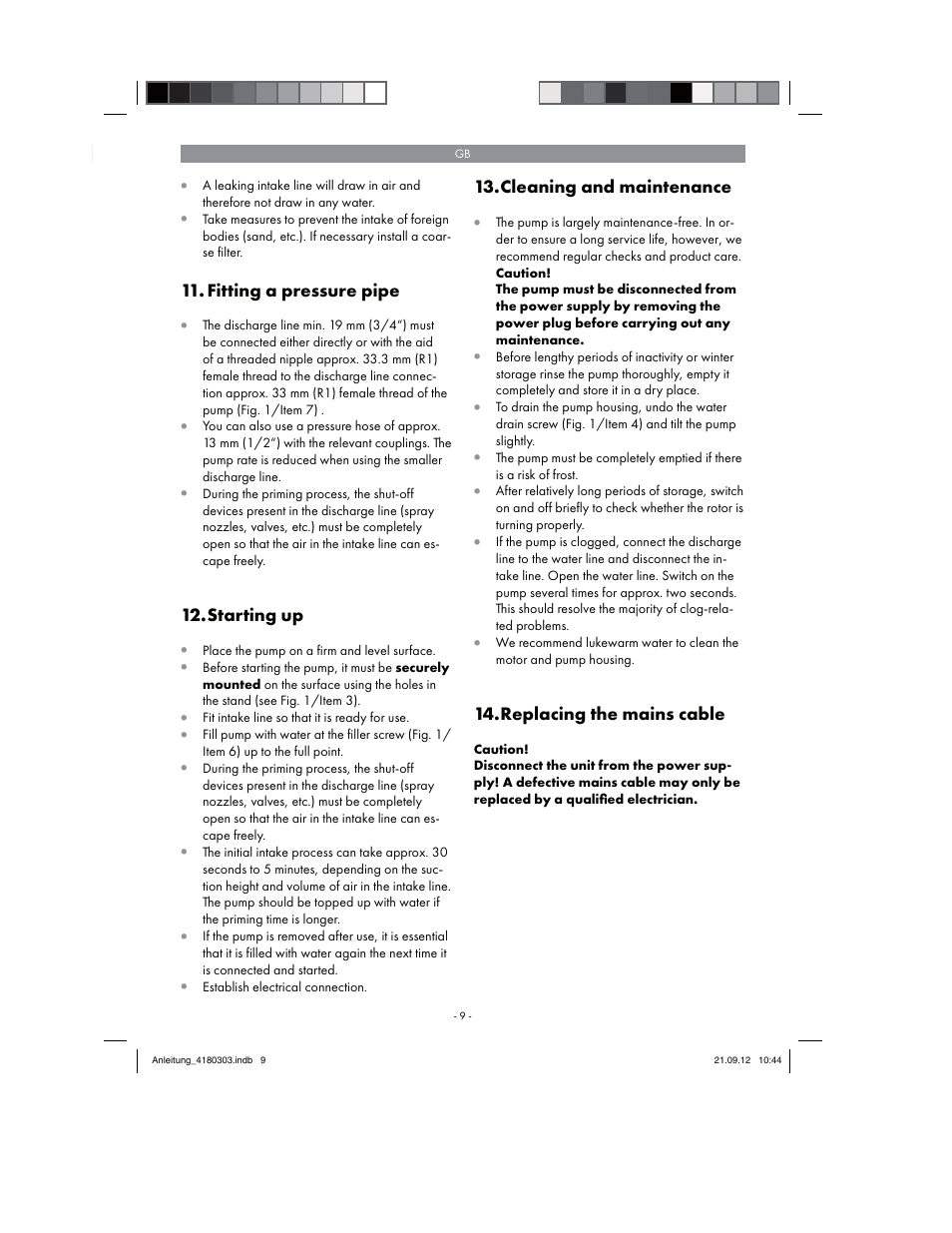 Florabest FGPA 1000 A1 User Manual | Page 9 / 66