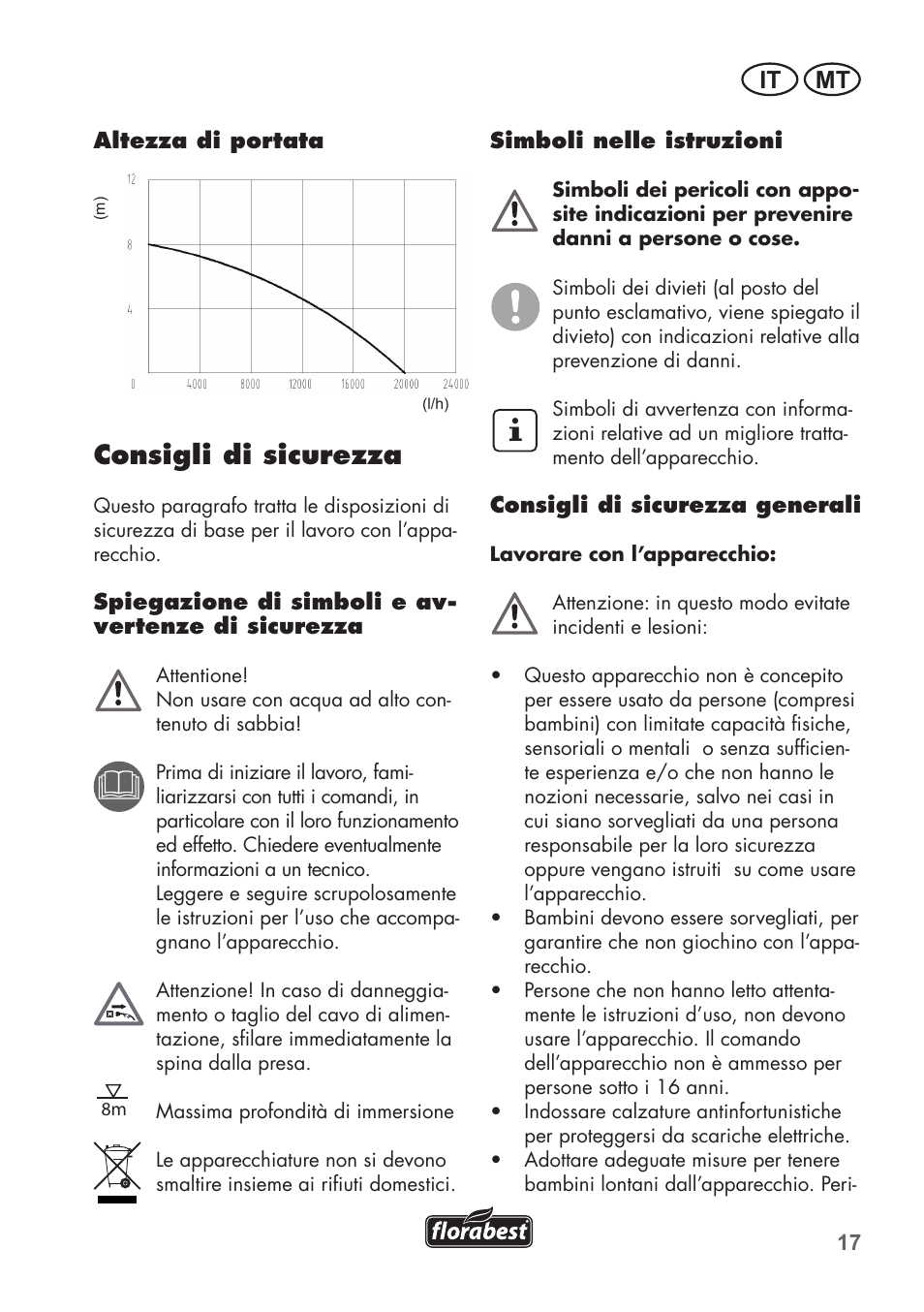 Consigli di sicurezza, It mt | Florabest FTS 1100 B2 User Manual | Page 17 / 62