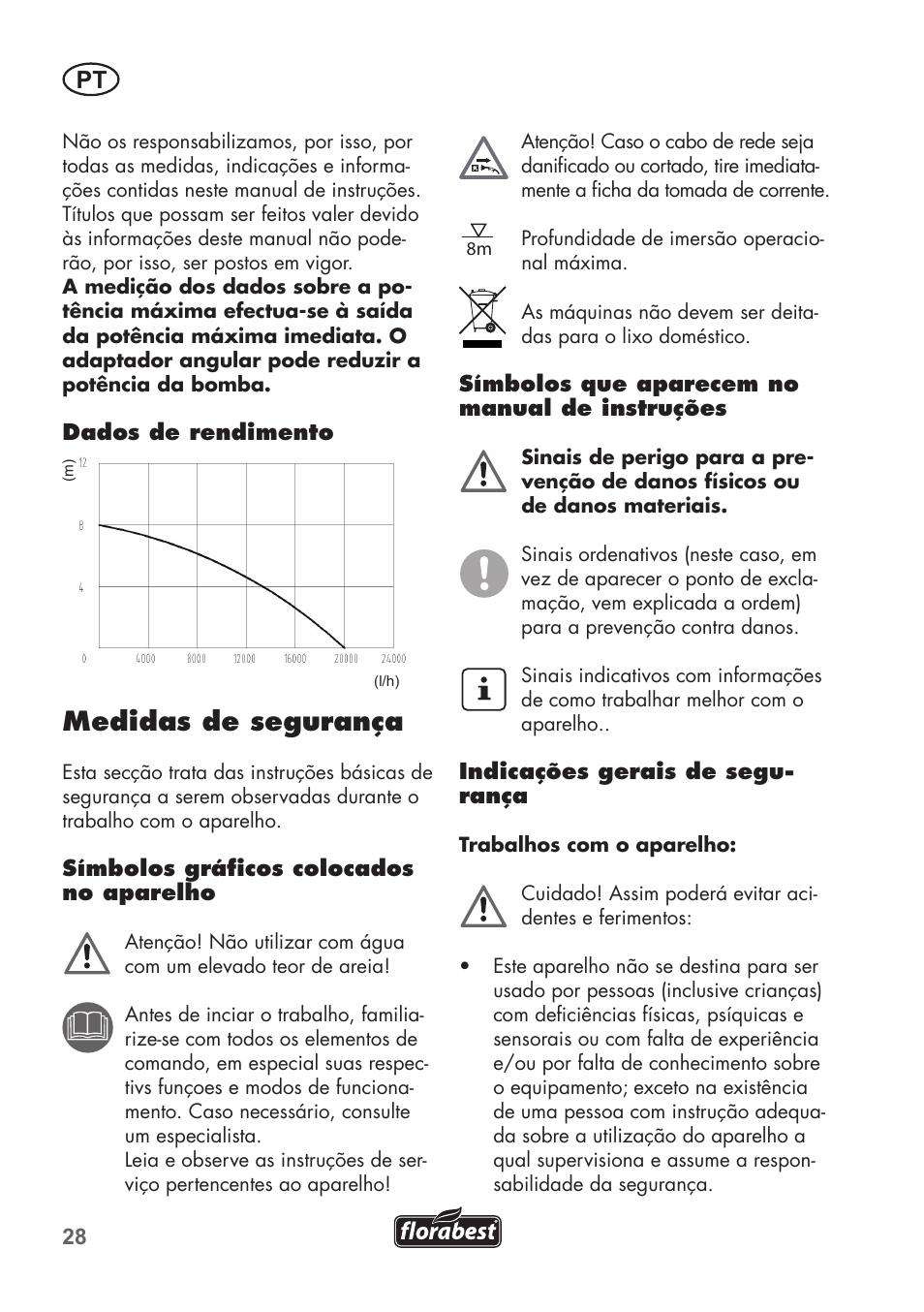 Medidas de segurança | Florabest FTS 1100 B2 User Manual | Page 28 / 62