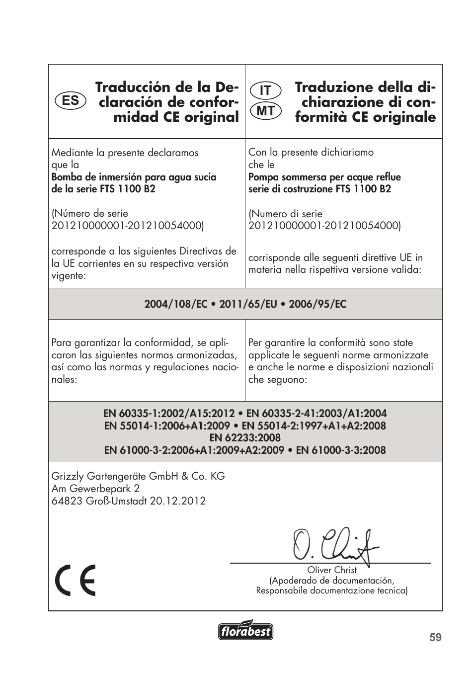 It es mt | Florabest FTS 1100 B2 User Manual | Page 59 / 62