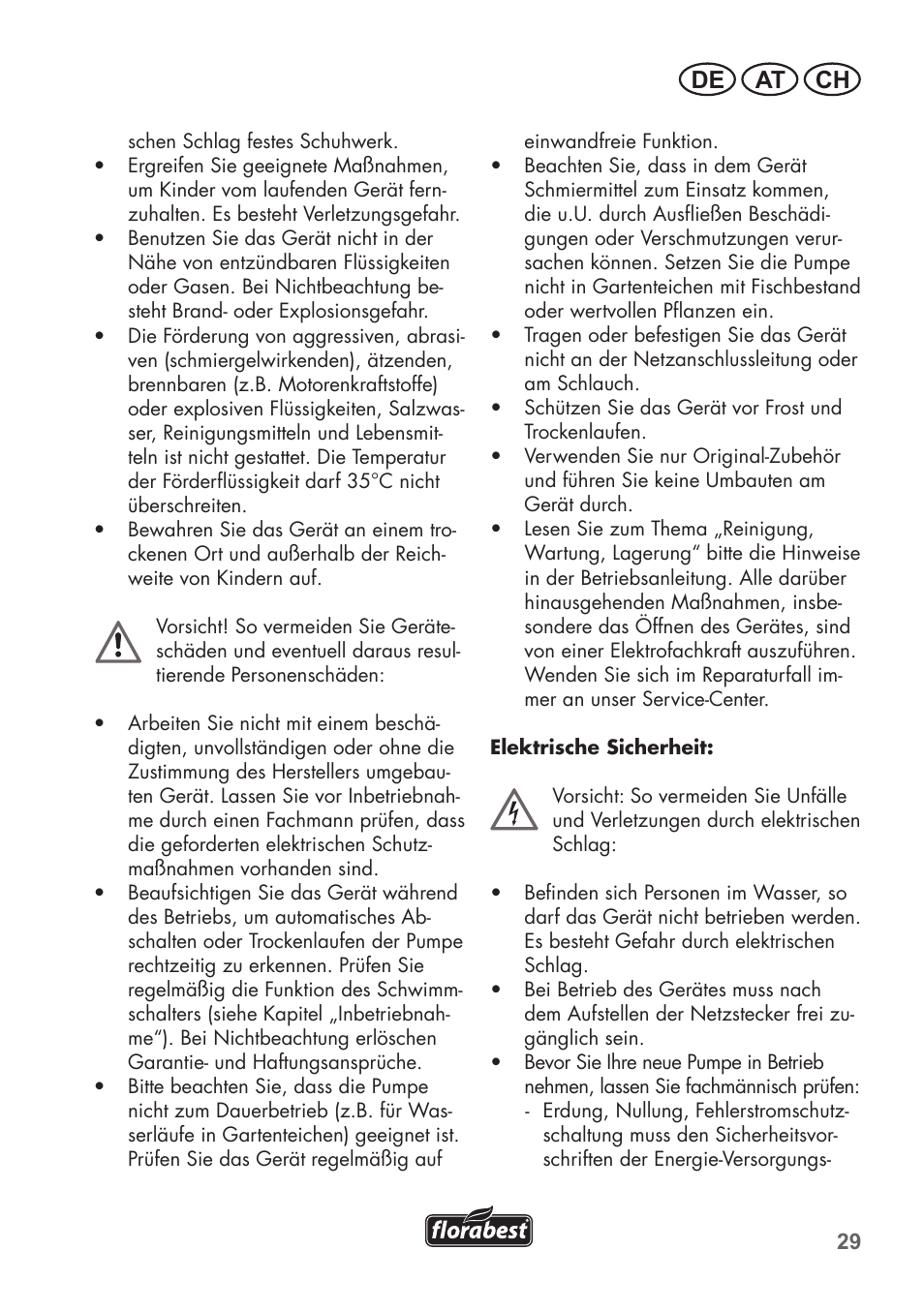 De at ch | Florabest FTS 1100 B2 User Manual | Page 29 / 50