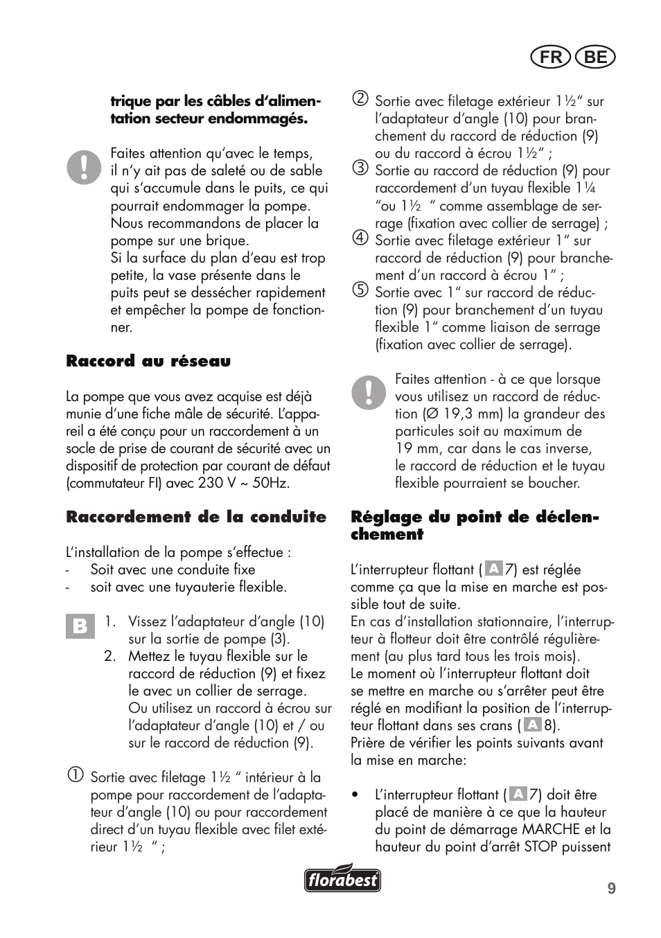 Fr be | Florabest FTS 1100 B2 User Manual | Page 9 / 50