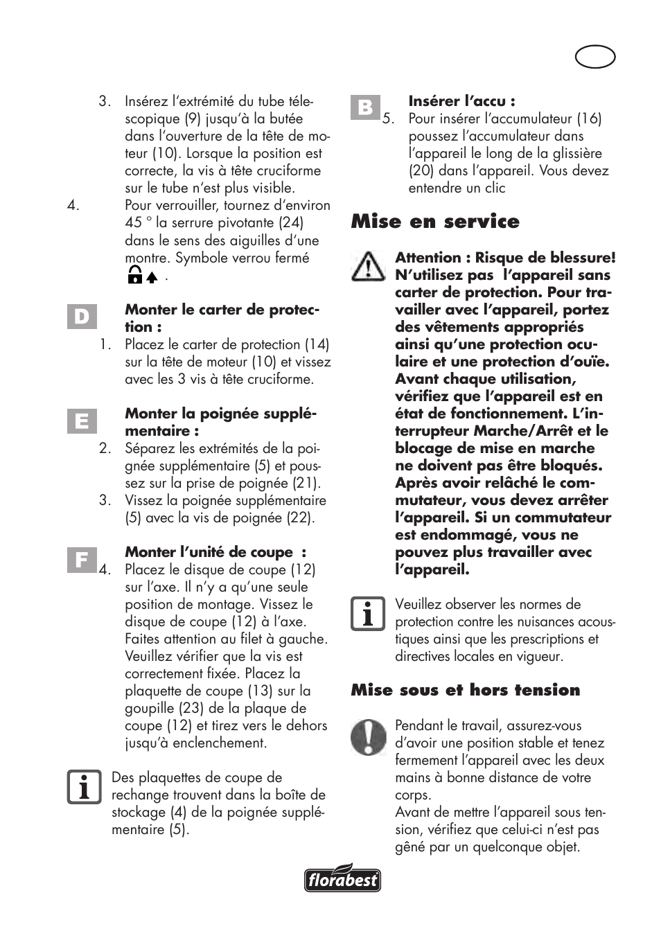Mise en service | Florabest FAT 18 B2 User Manual | Page 15 / 64