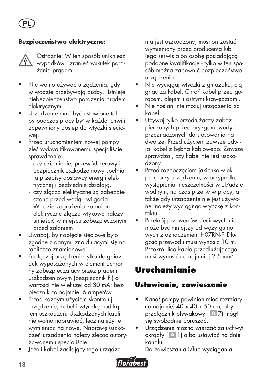 Uruchamianie | Florabest FTS 1100 B2 User Manual | Page 18 / 78