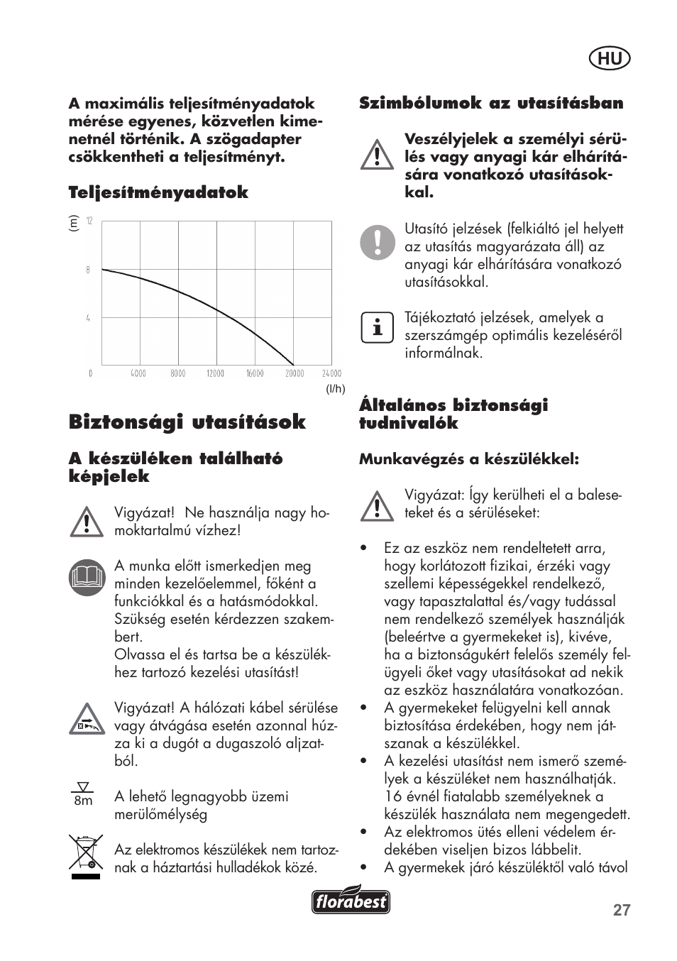 Biztonsági utasítások | Florabest FTS 1100 B2 User Manual | Page 27 / 78