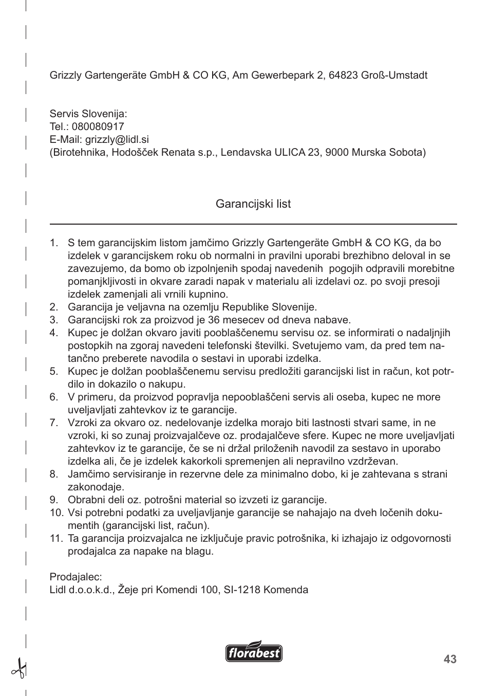 Florabest FTS 1100 B2 User Manual | Page 43 / 78