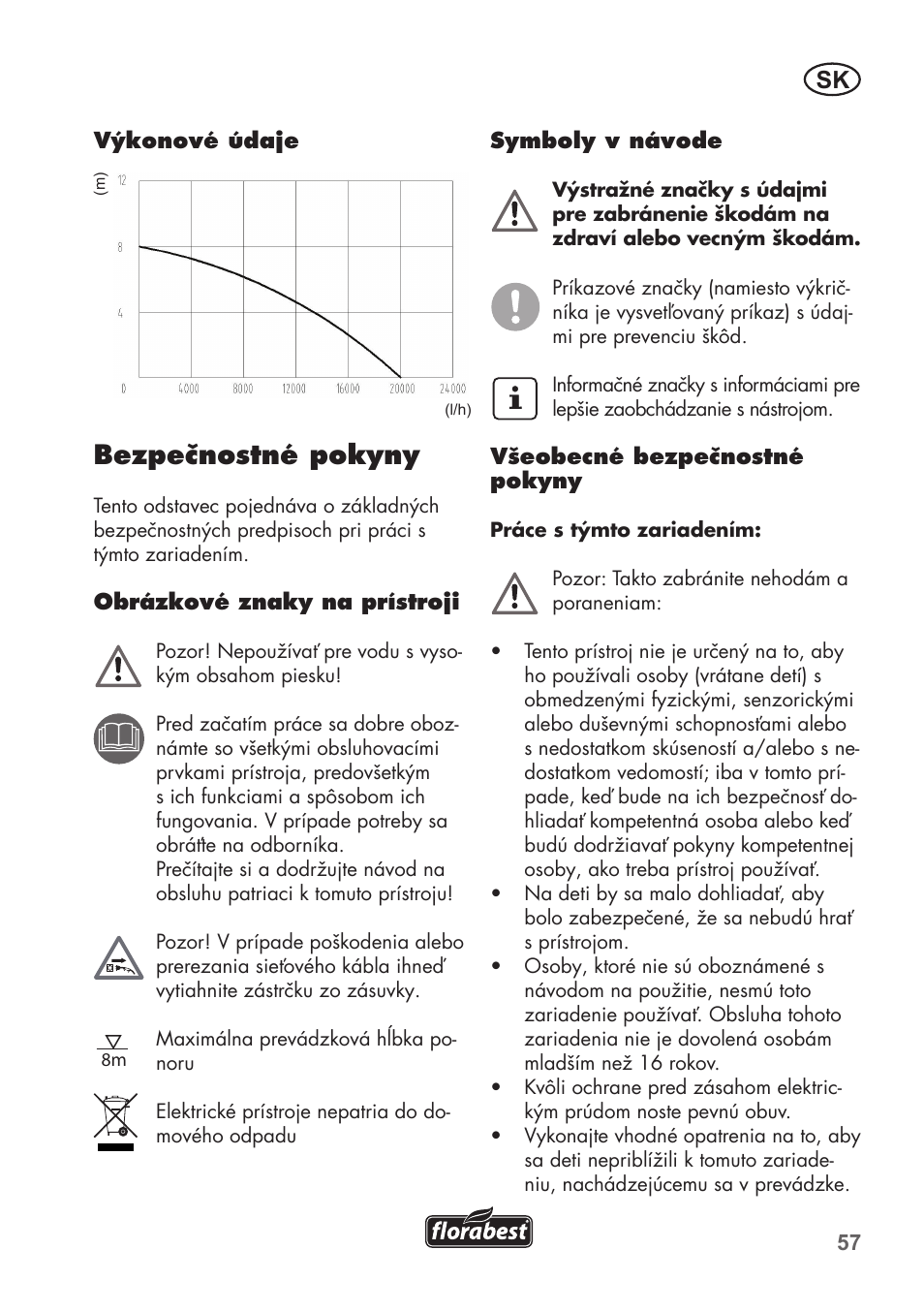 Bezpečnostné pokyny | Florabest FTS 1100 B2 User Manual | Page 57 / 78