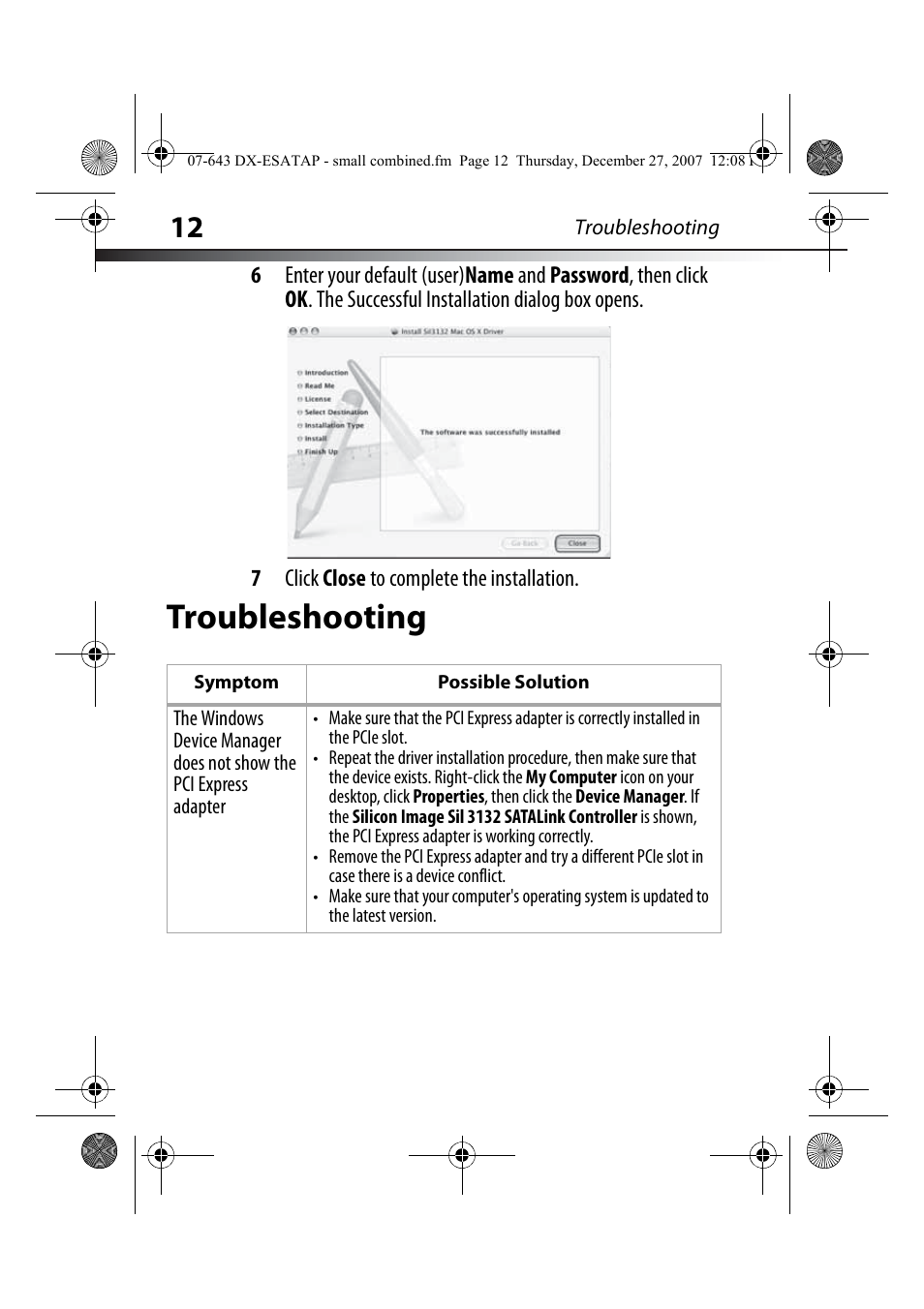 Troubleshooting | Dynex DX-ESATAP User Manual | Page 12 / 52