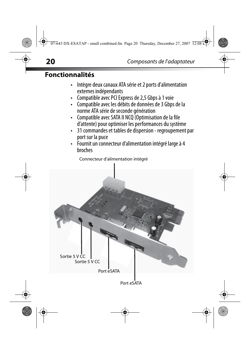 Fonctionnalités | Dynex DX-ESATAP User Manual | Page 20 / 52