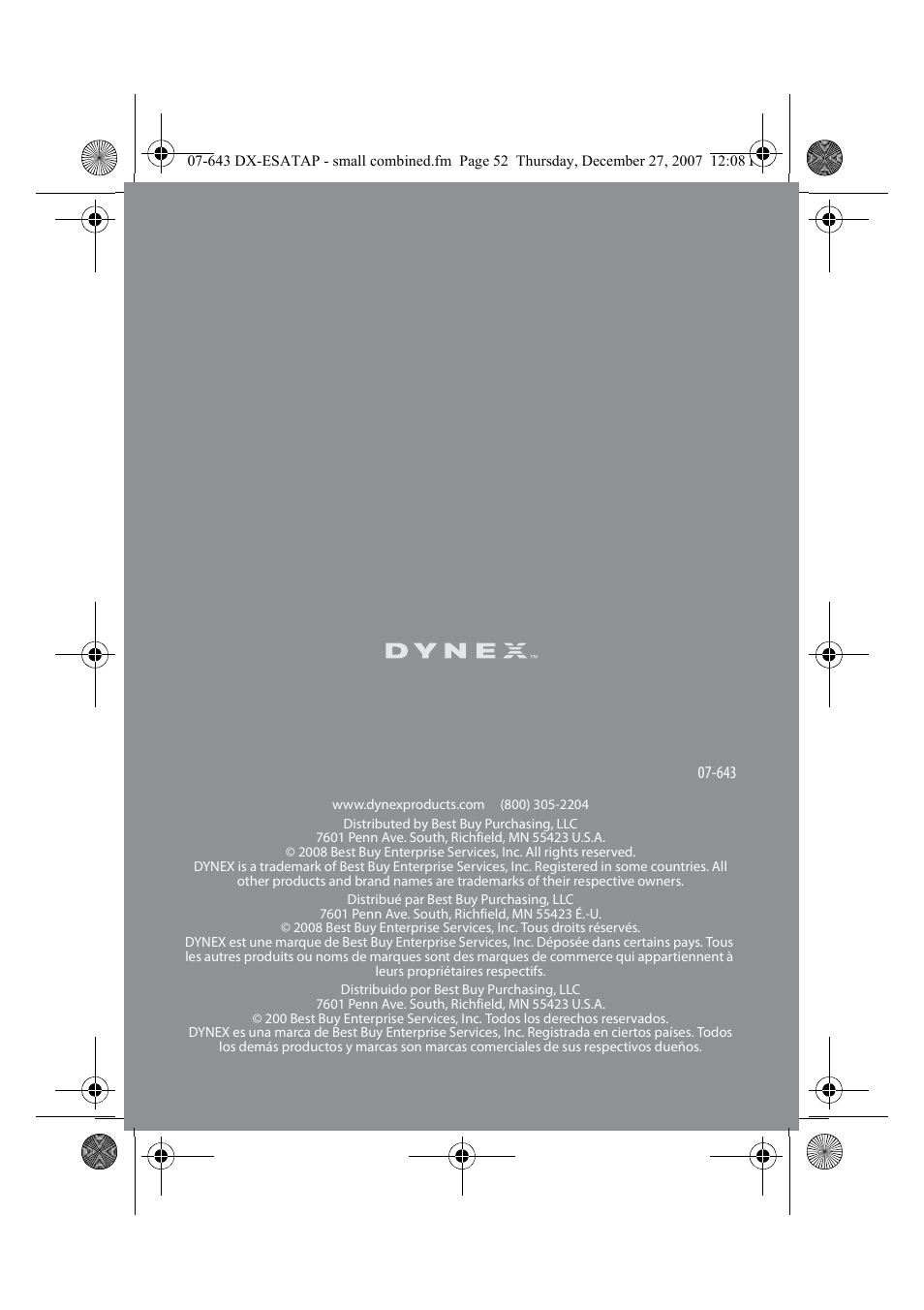 Dynex DX-ESATAP User Manual | Page 52 / 52