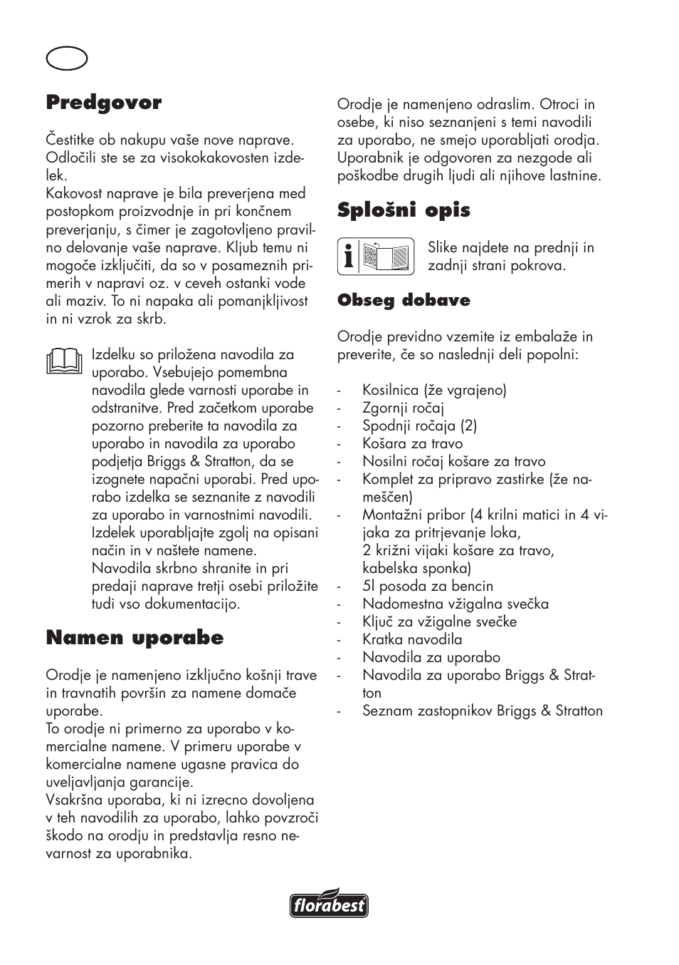 Predgovor, Namen uporabe, Splošni opis | Florabest FBM 575 B1 User Manual | Page 26 / 112