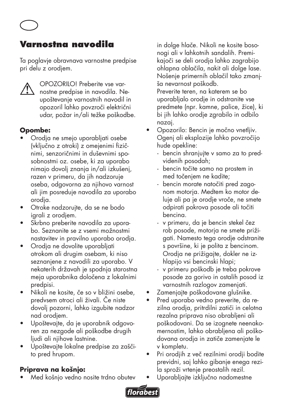 Varnostna navodila | Florabest FBM 575 B1 User Manual | Page 30 / 112