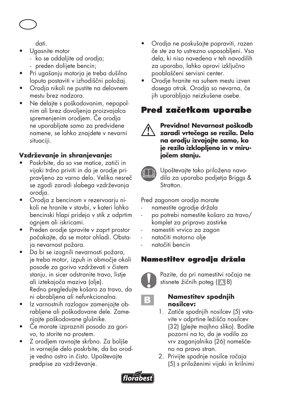 Pred začetkom uporabe | Florabest FBM 575 B1 User Manual | Page 32 / 112