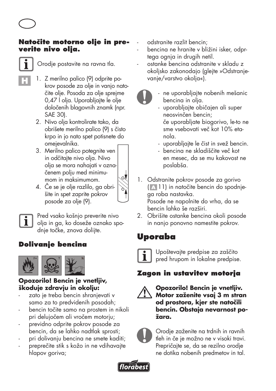Uporaba | Florabest FBM 575 B1 User Manual | Page 34 / 112