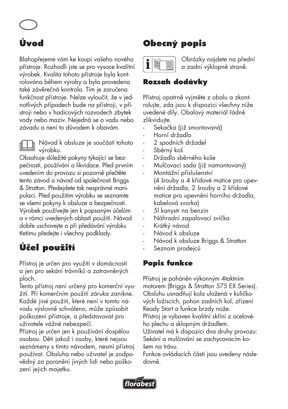 Úvod, Účel použití, Obecný popis | Florabest FBM 575 B1 User Manual | Page 46 / 112