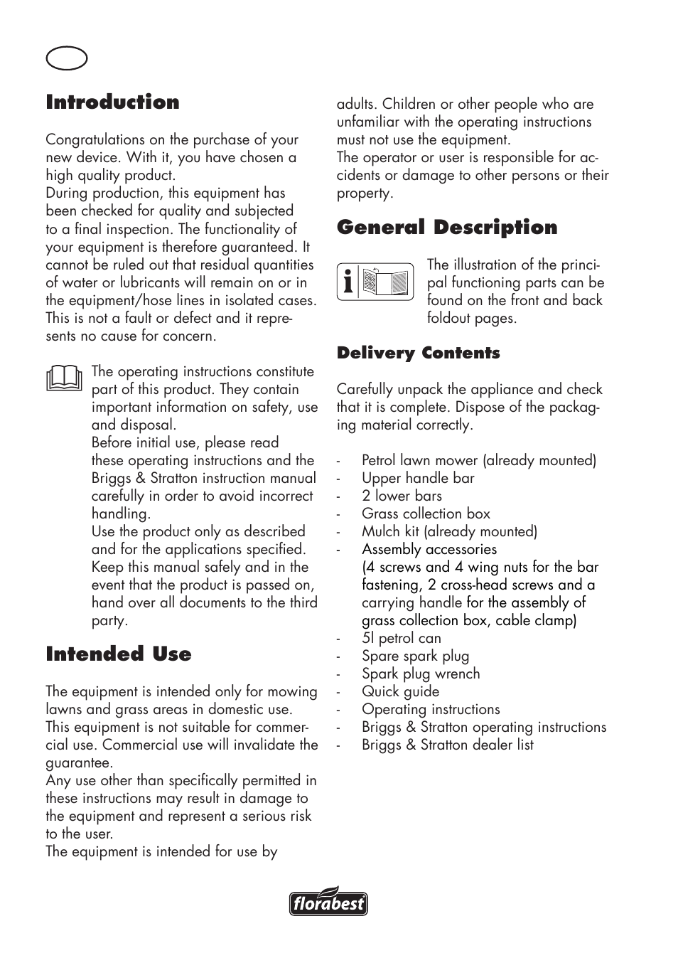 Introduction, Intended use, General description | Florabest FBM 575 B1 User Manual | Page 6 / 112