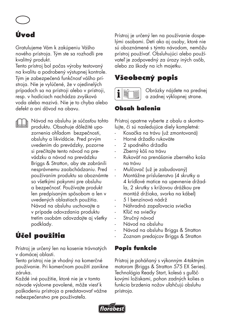 Úvod, Účel použitia, Všeobecný popis | Florabest FBM 575 B1 User Manual | Page 66 / 112
