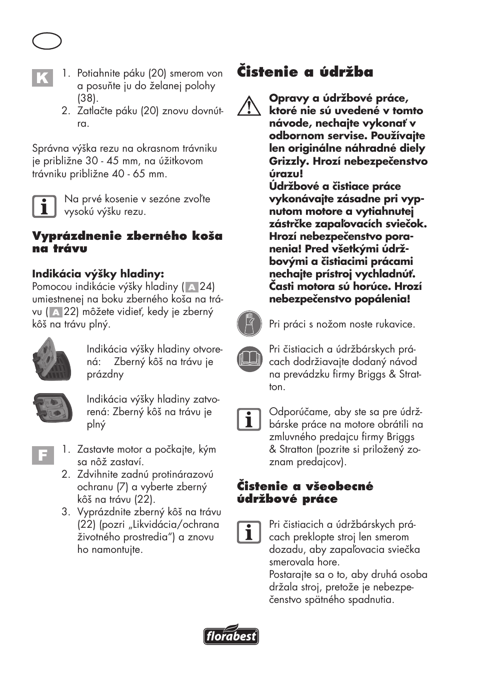 Čistenie a údržba | Florabest FBM 575 B1 User Manual | Page 76 / 112