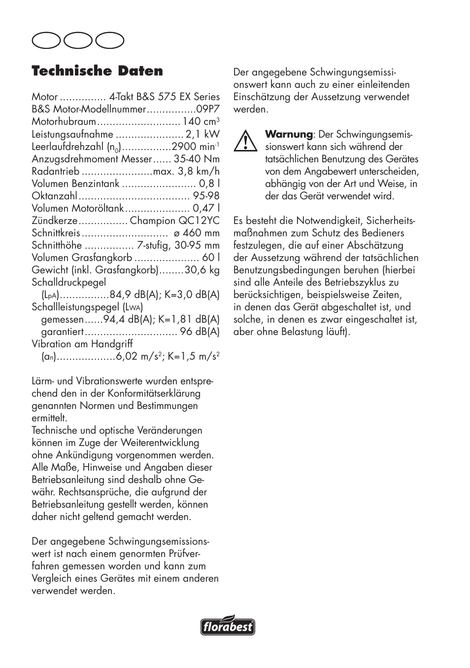 Technische daten, De at ch | Florabest FBM 575 B1 User Manual | Page 88 / 112