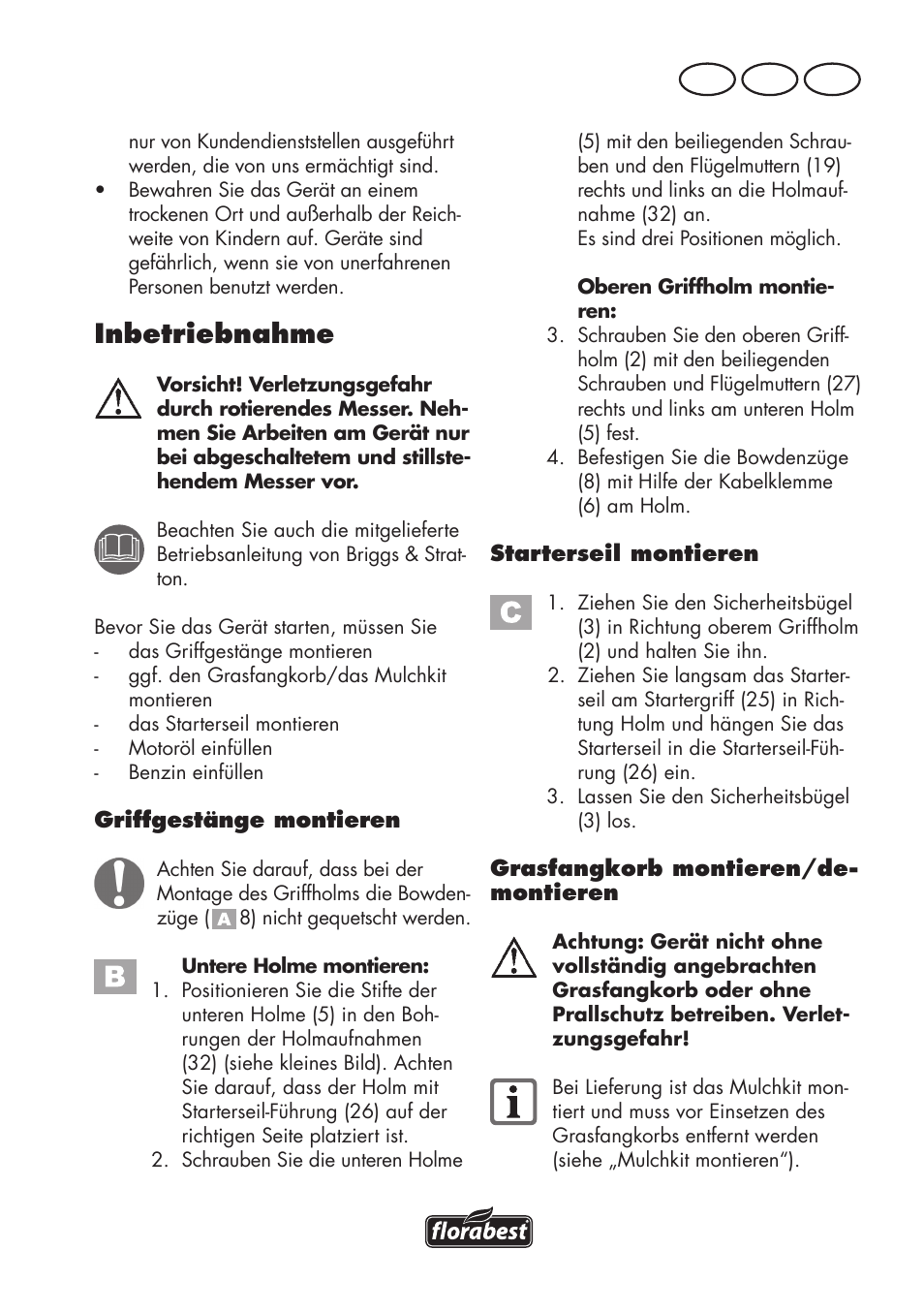 Inbetriebnahme, De at ch | Florabest FBM 575 B1 User Manual | Page 93 / 112