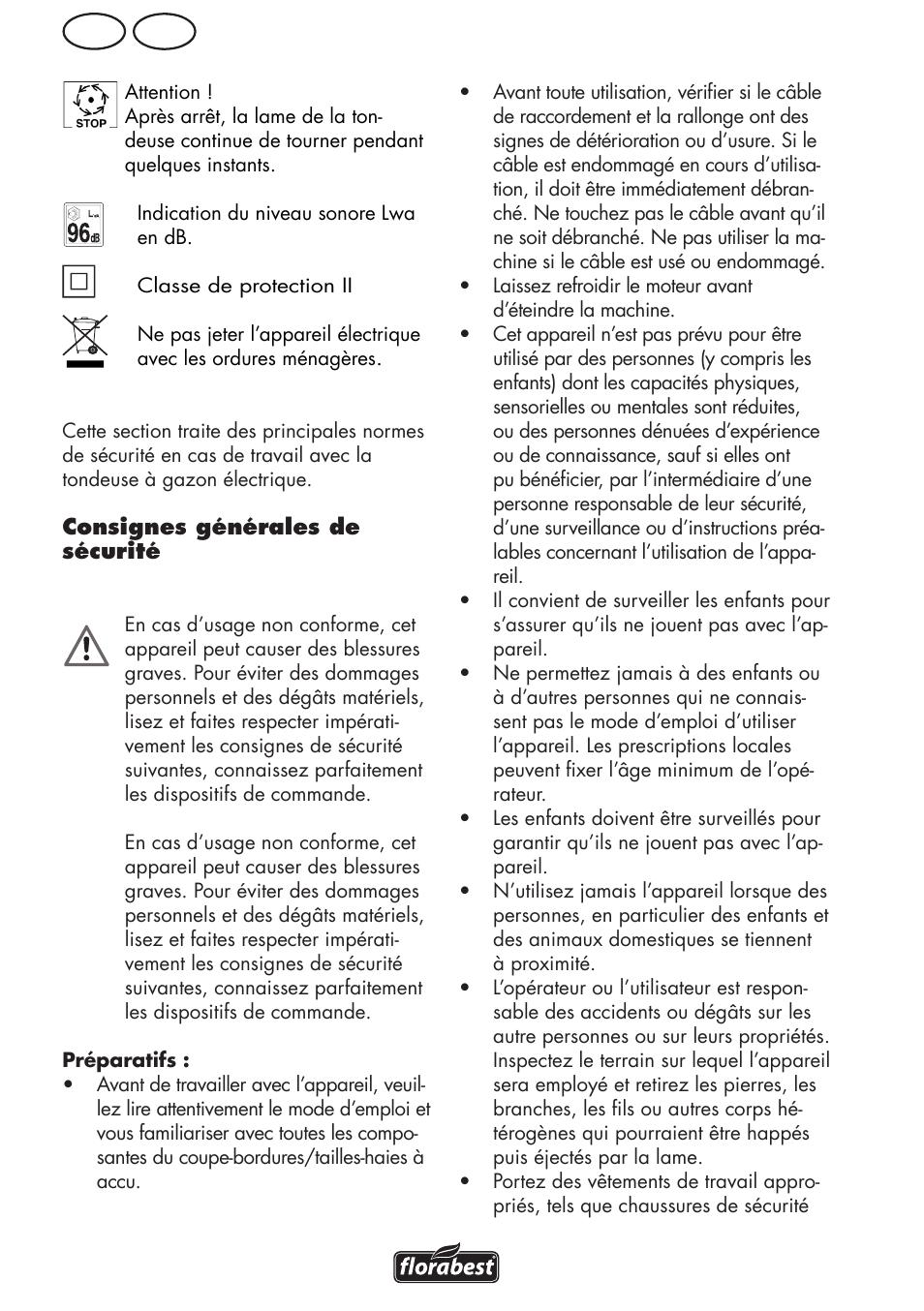 Be fr | Florabest FRM 1800 A1 User Manual | Page 20 / 60