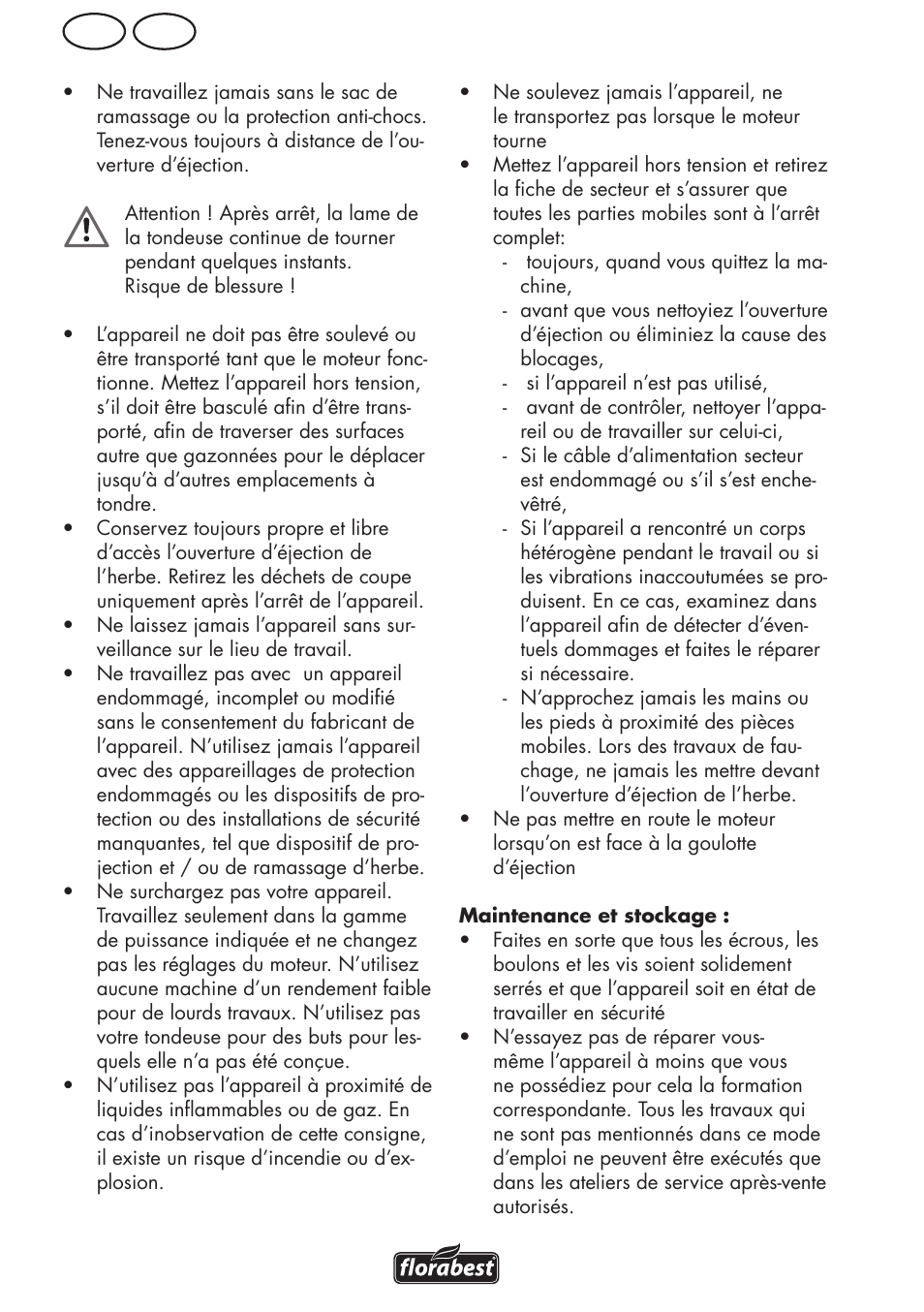 Be fr | Florabest FRM 1800 A1 User Manual | Page 22 / 60