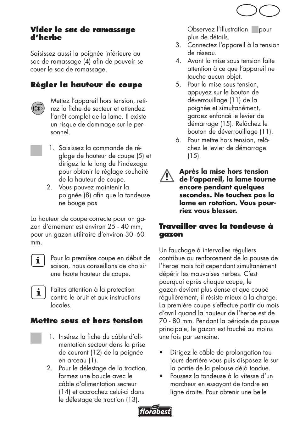 Be fr | Florabest FRM 1800 A1 User Manual | Page 25 / 60