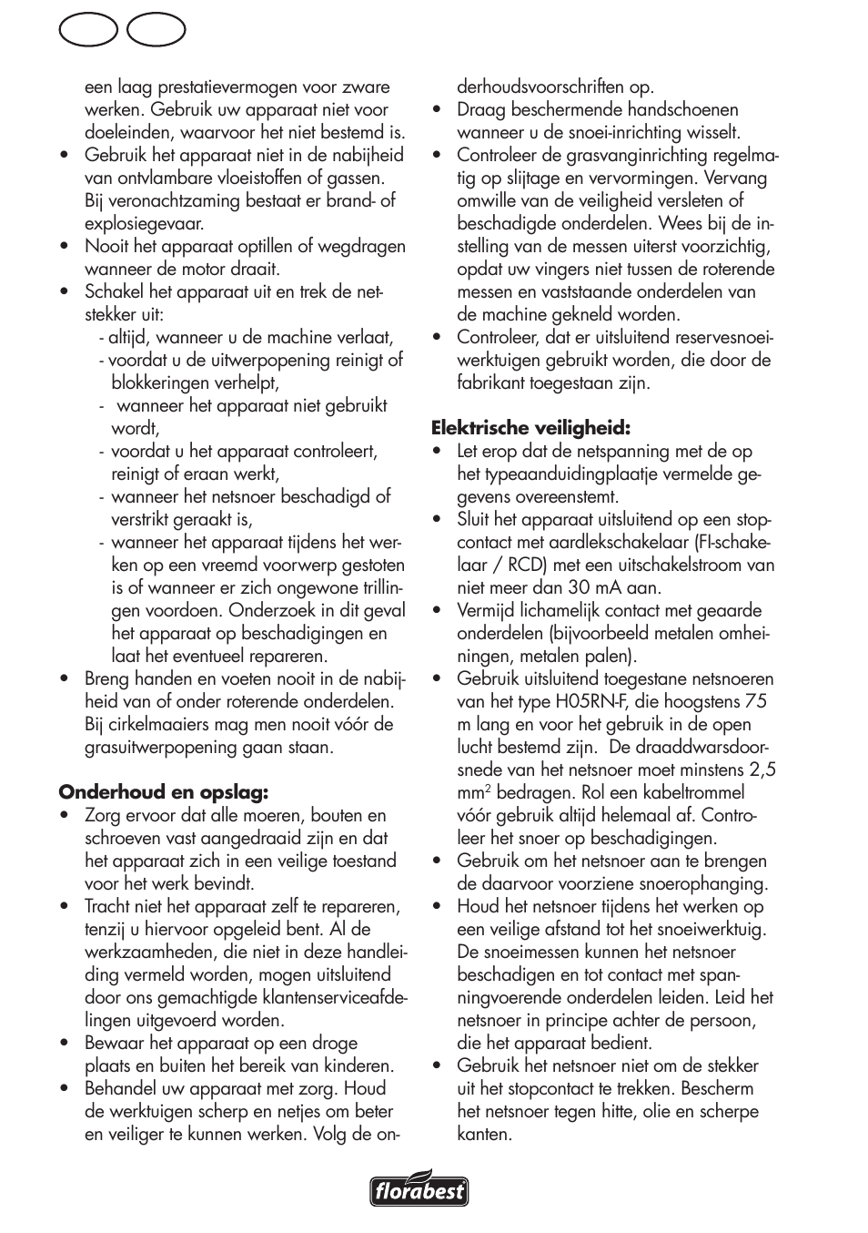Nl be | Florabest FRM 1800 A1 User Manual | Page 36 / 60