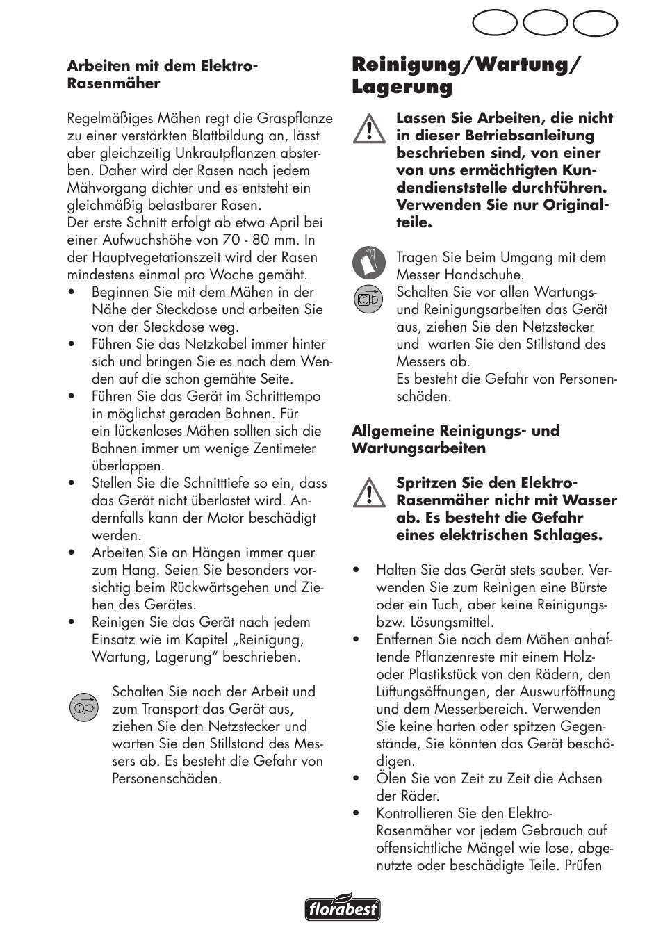 Ch at de, Reinigung/wartung/ lagerung | Florabest FRM 1800 A1 User Manual | Page 51 / 60