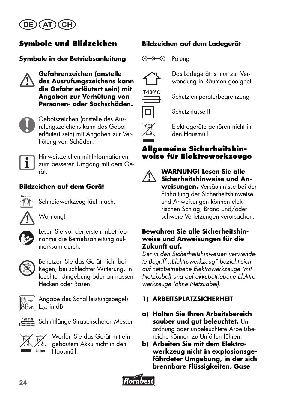 De at ch | Florabest FGS 72 A1 User Manual | Page 24 / 58