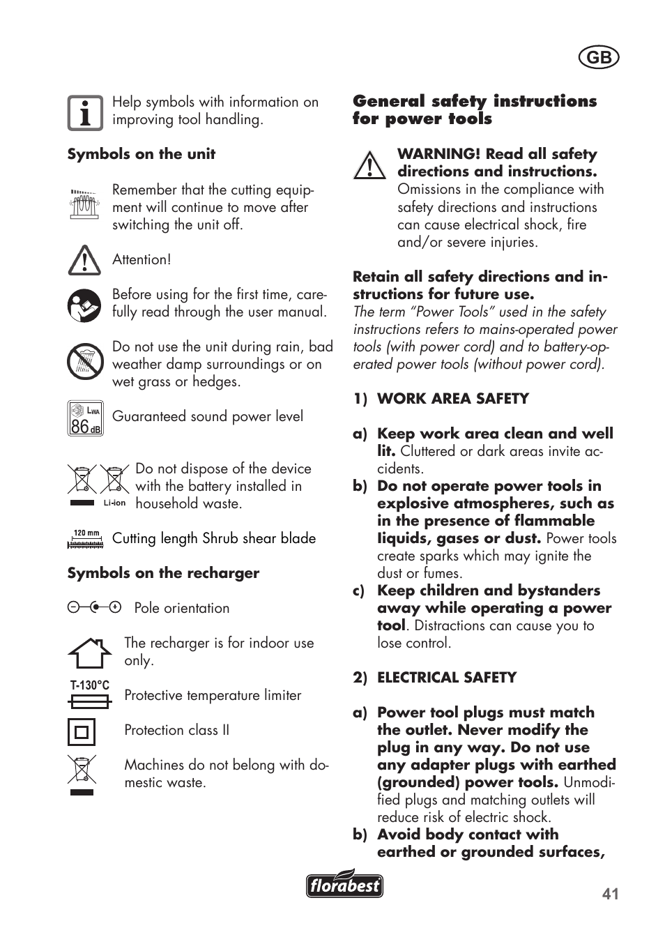 Florabest FGS 72 A1 User Manual | Page 41 / 58