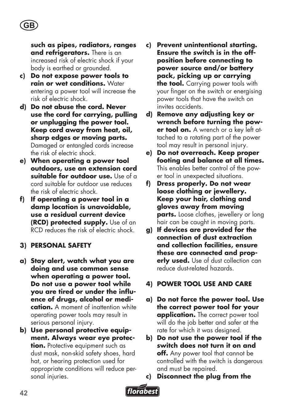 Florabest FGS 72 A1 User Manual | Page 42 / 58