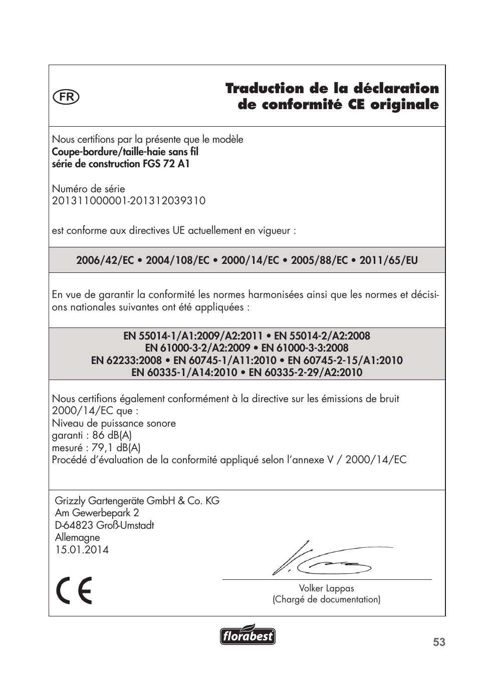 Florabest FGS 72 A1 User Manual | Page 53 / 58