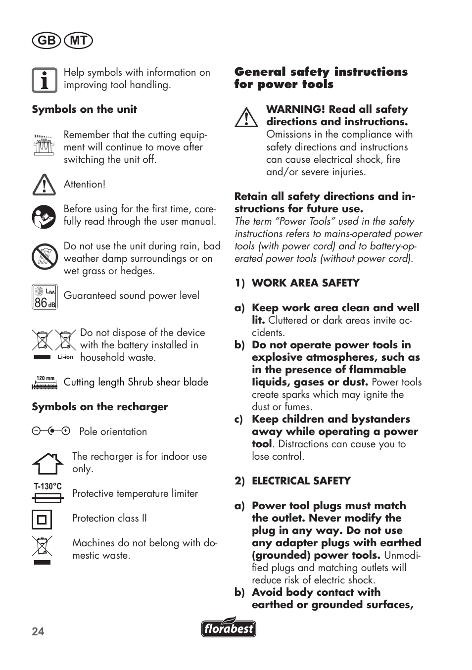 Gb mt | Florabest FGS 72 A1 User Manual | Page 24 / 58