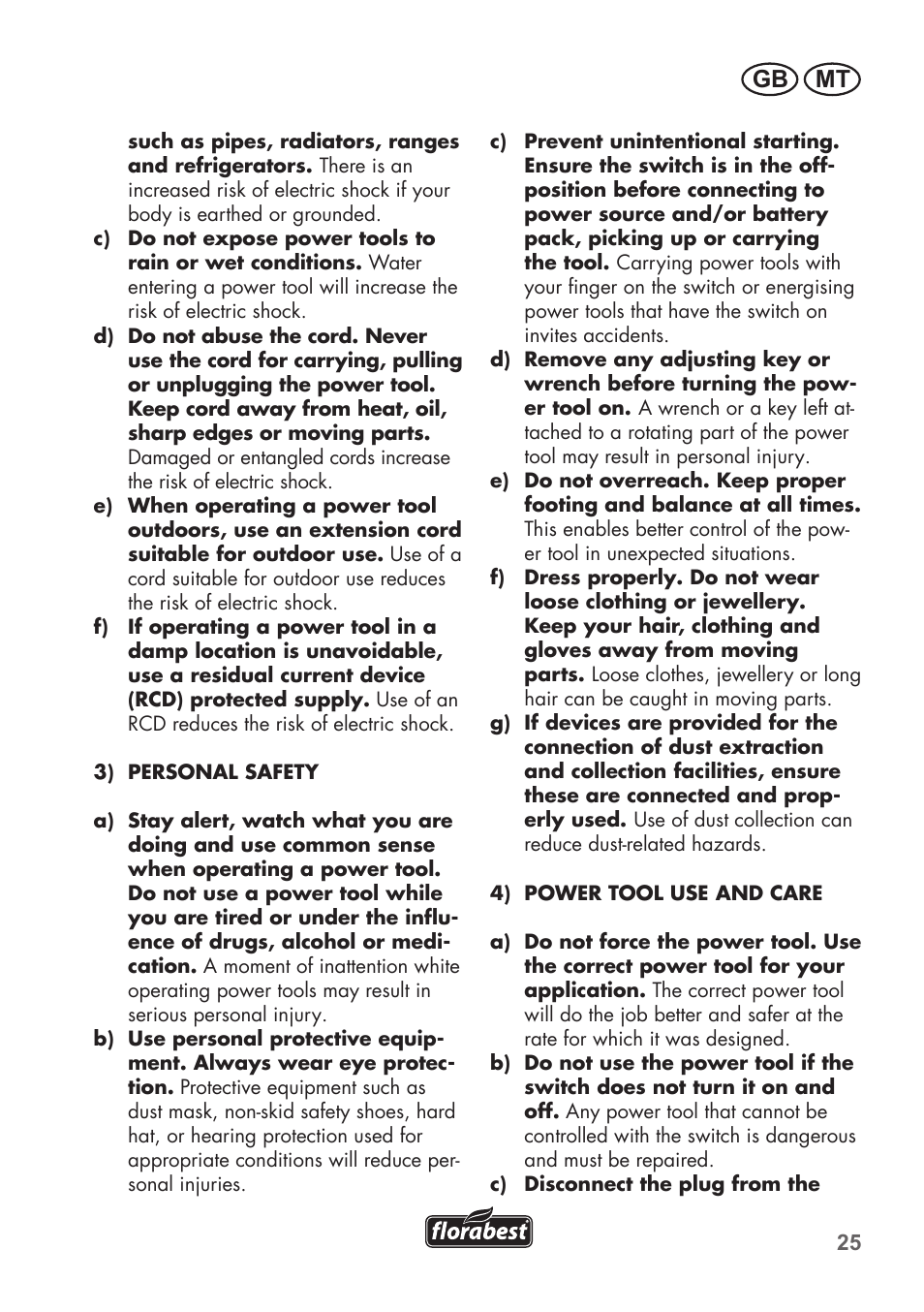 Gb mt | Florabest FGS 72 A1 User Manual | Page 25 / 58