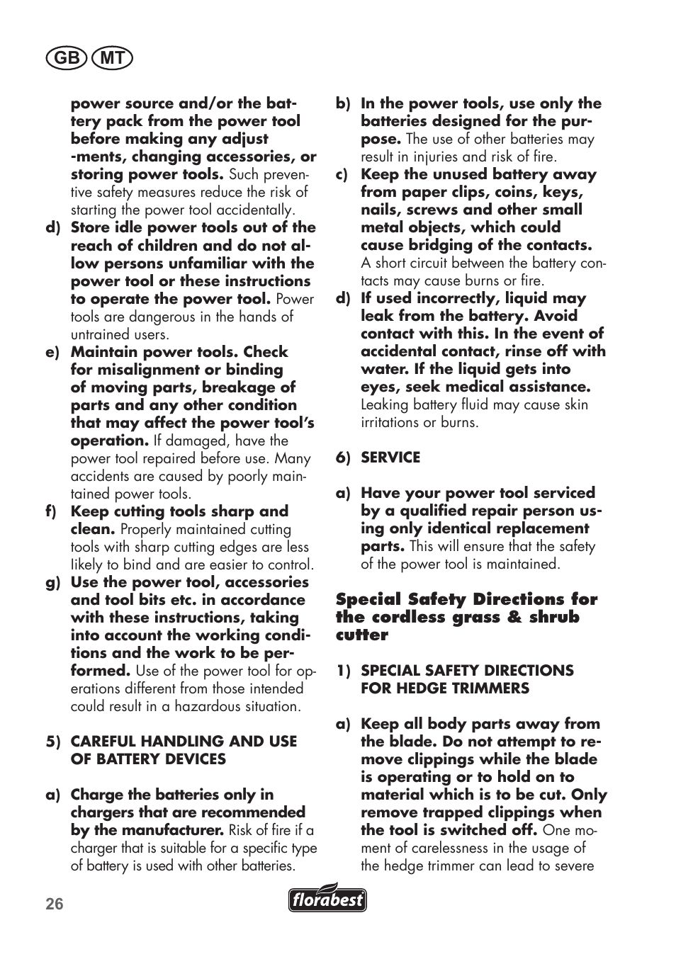 Gb mt | Florabest FGS 72 A1 User Manual | Page 26 / 58