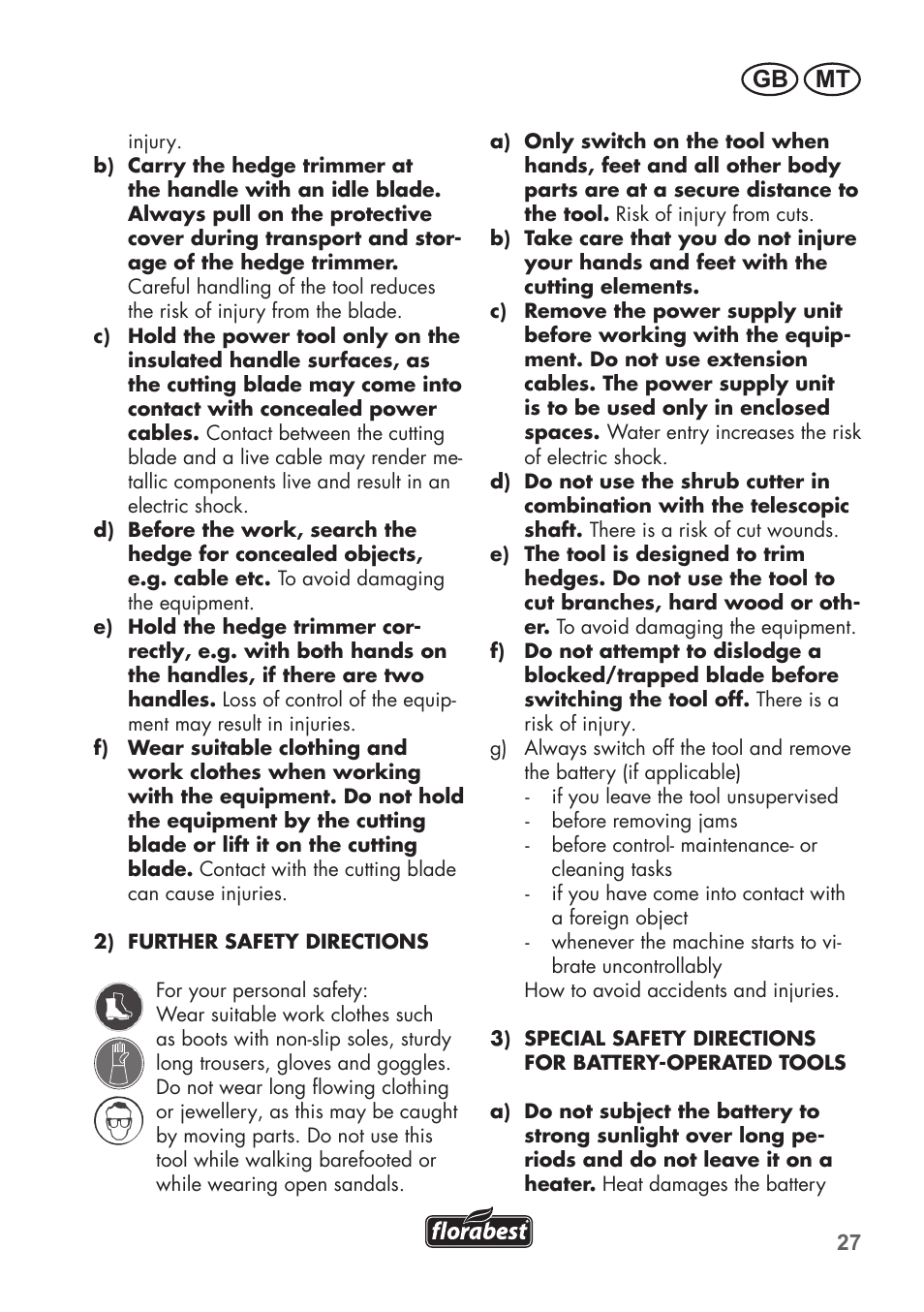 Gb mt | Florabest FGS 72 A1 User Manual | Page 27 / 58