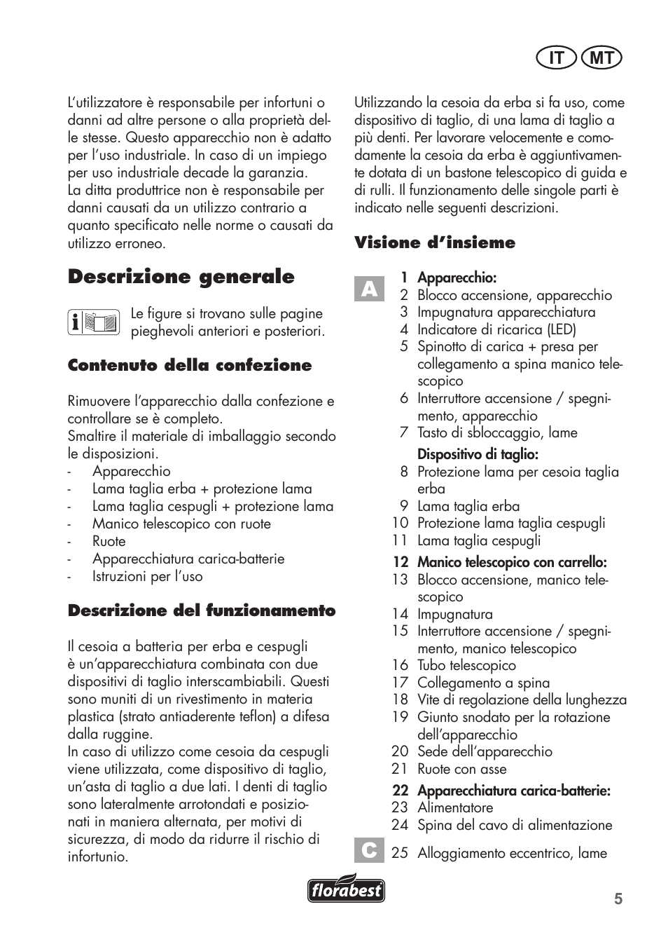 Descrizione generale, It mt | Florabest FGS 72 A1 User Manual | Page 5 / 58