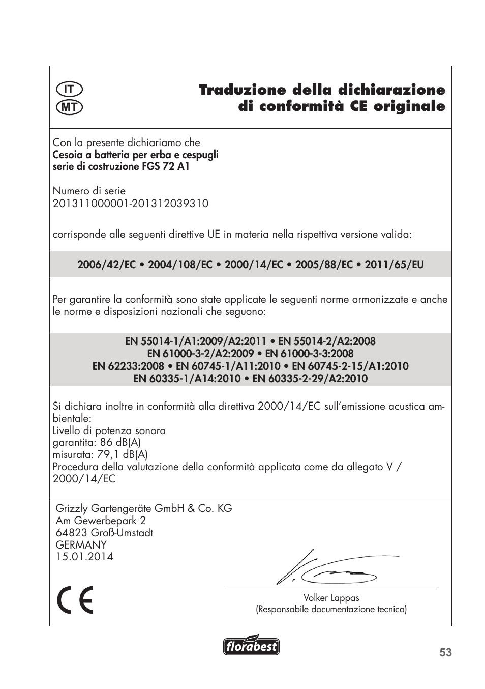 Florabest FGS 72 A1 User Manual | Page 53 / 58