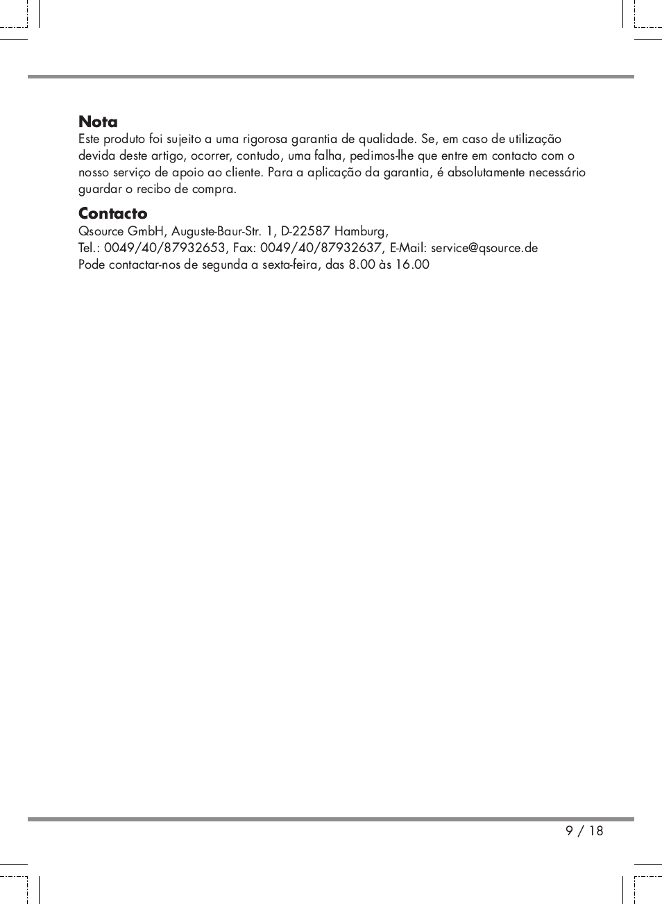 Nota, Contacto | Florabest Kids' Picnic Table User Manual | Page 9 / 18