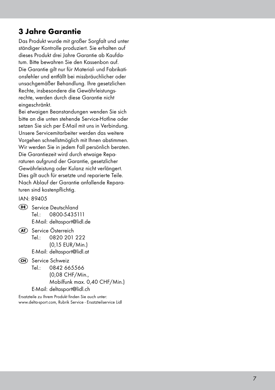 3 jahre garantie | Florabest GP-1790 User Manual | Page 7 / 16