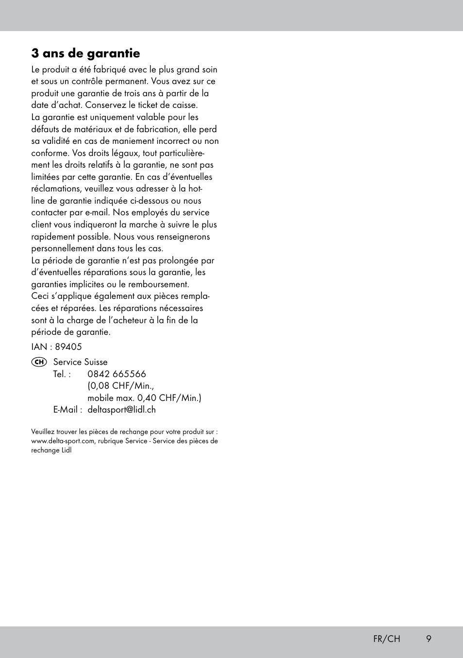 3 ans de garantie | Florabest GP-1790 User Manual | Page 9 / 16