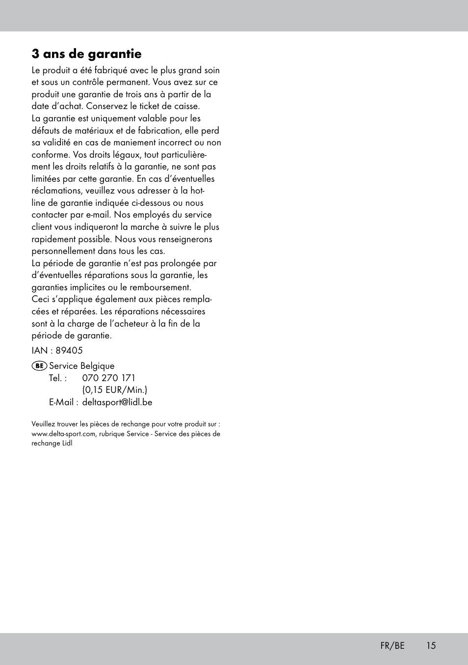 3 ans de garantie | Florabest GP-1790 User Manual | Page 15 / 20